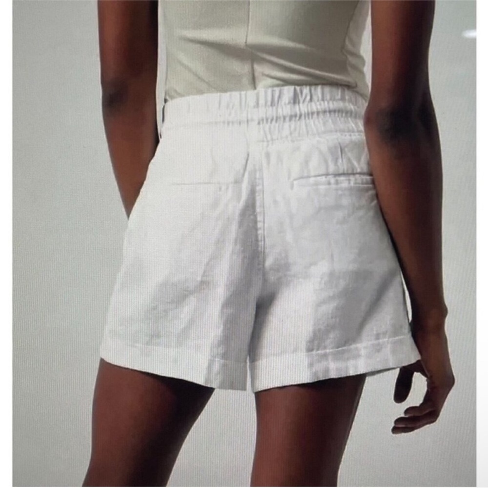 Athleta Cabo Linen 4" White Shorts Drawstring Elastic Waist Pockets Sz 2*Y1